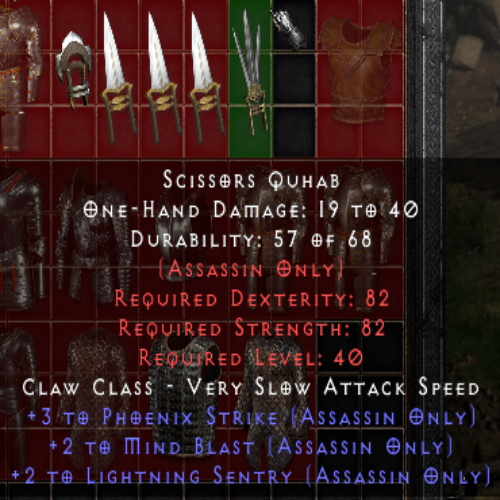 Scissors Quhab 0os +3 PHOENIX STRIKE +2 MIND BLAST +2 LIGHTNING SENTRY