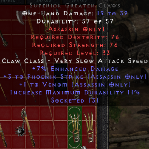 Greater Claws 3os 7 ED +3 PHOENIX STRIKE +1 VENOM