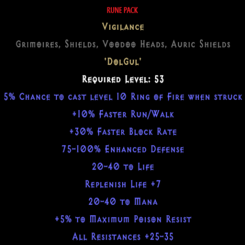 Vigilance Rune Pack description D2RGEAR