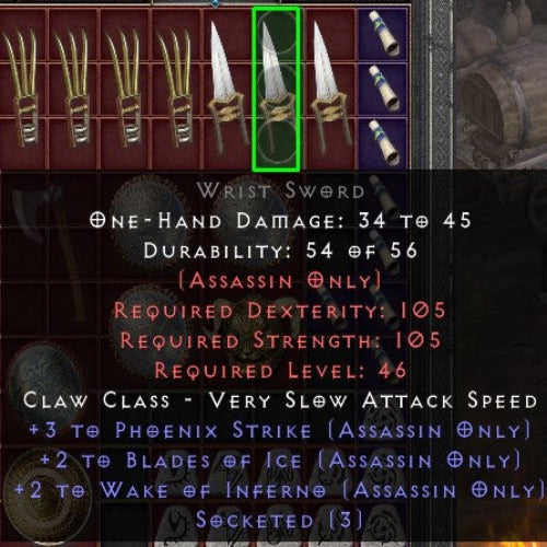 Wrist Sword 3os +3 PHOENIX STRIKE +2 BLADES OF ICE +2 WAKE OF INFERNO