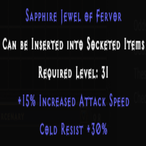 Sapphire Jewel of Fervor 15 IAS 30% Cold Resist
