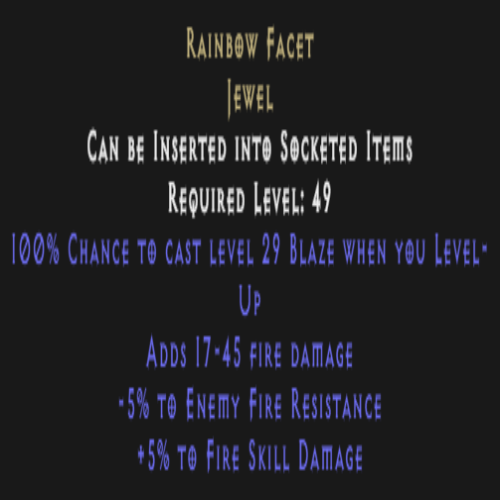 Fire Facet Level Up Description